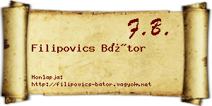 Filipovics Bátor névjegykártya